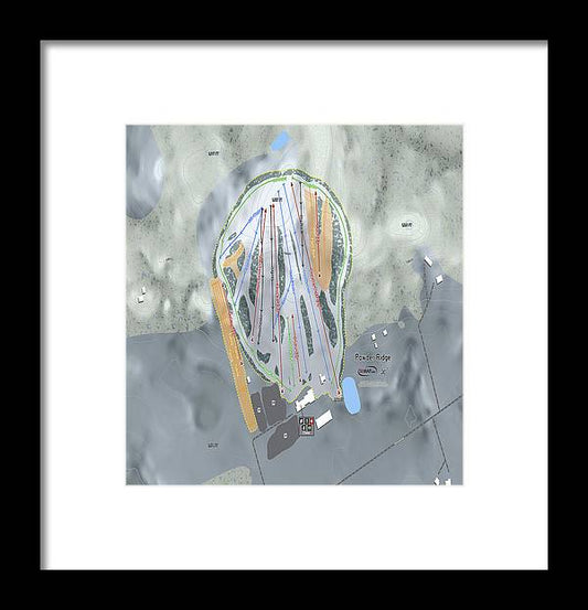 Powder Ridge Ski Trail Map - Framed Print - Powderaddicts