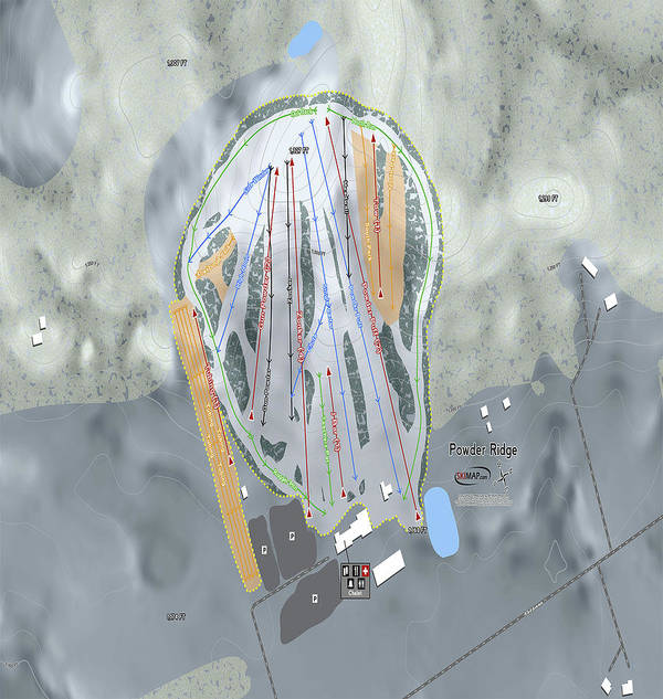 Powder Ridge Ski Trail Map - Art Print - Powderaddicts