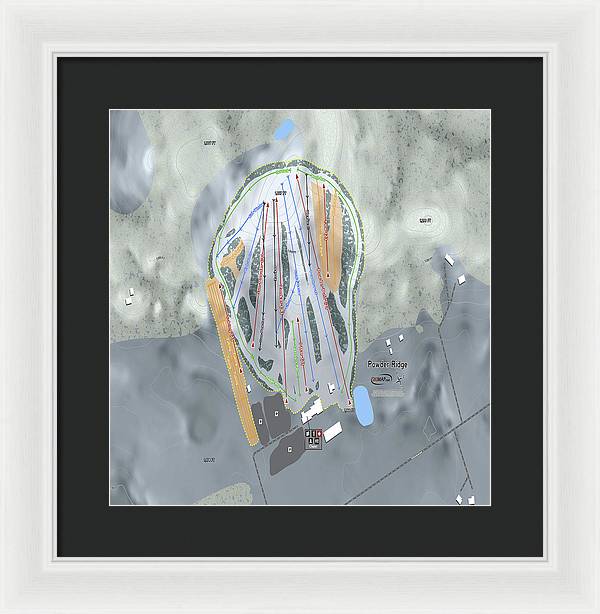 Powder Ridge Ski Trail Map - Framed Print - Powderaddicts