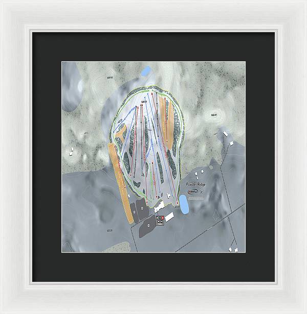 Powder Ridge Ski Trail Map - Framed Print - Powderaddicts