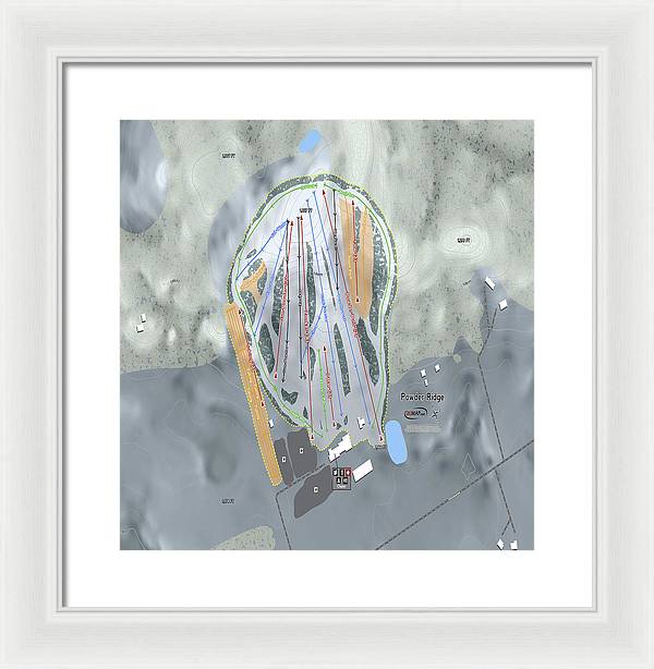 Powder Ridge Ski Trail Map - Framed Print - Powderaddicts