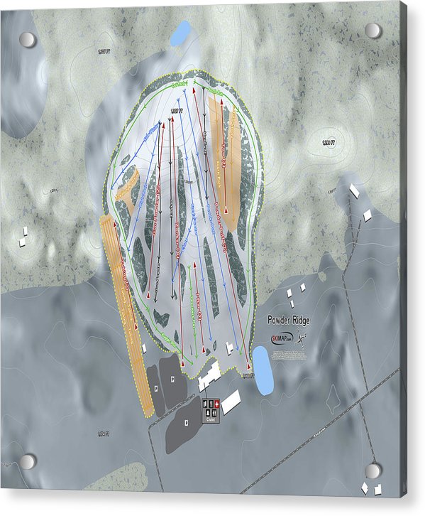 Powder Ridge Ski Trail Map - Acrylic Print - Powderaddicts