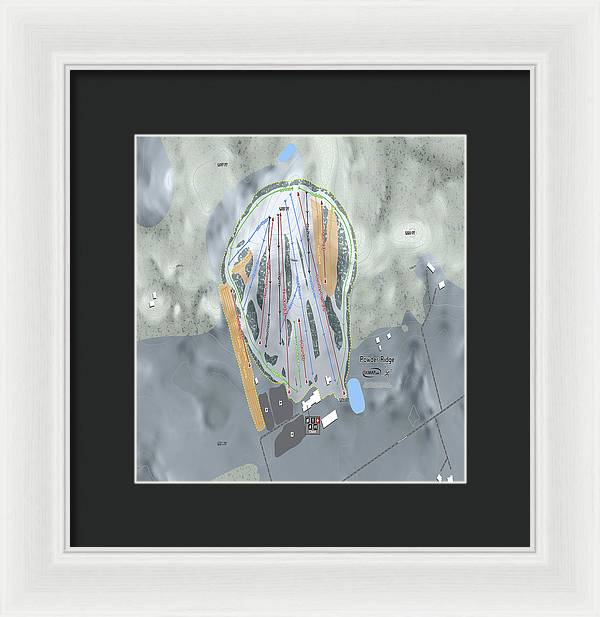 Powder Ridge Ski Trail Map - Framed Print - Powderaddicts