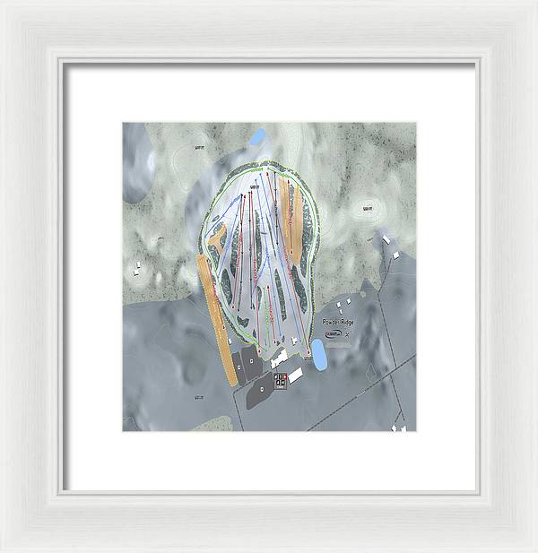 Powder Ridge Ski Trail Map - Framed Print - Powderaddicts