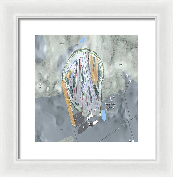 Powder Ridge Ski Trail Map - Framed Print - Powderaddicts