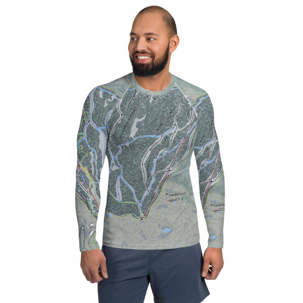 Powderhorn, Colorado Ski Trail Map Men's Base Layer Top - Powderaddicts