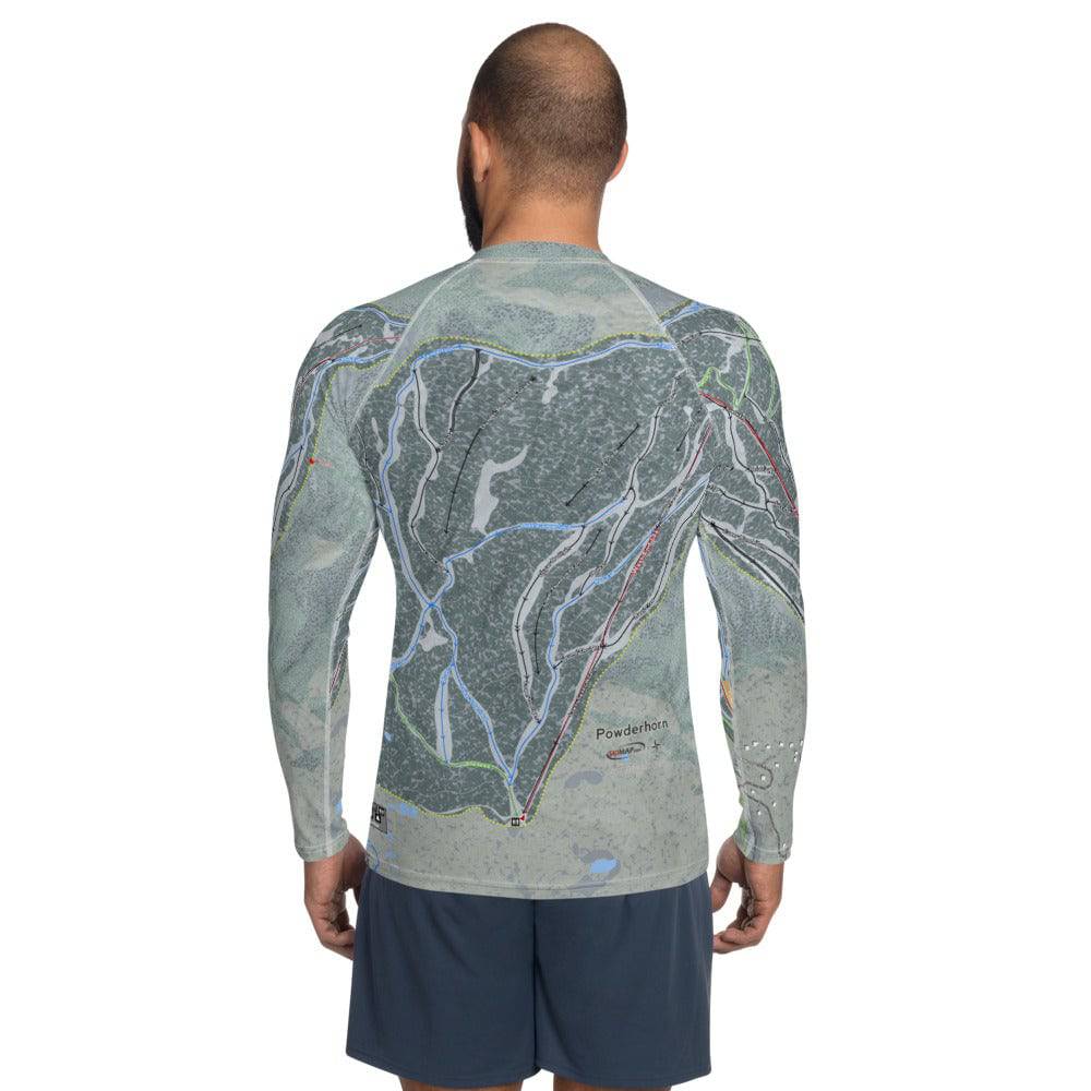 Powderhorn, Colorado Ski Trail Map Men's Base Layer Top - Powderaddicts