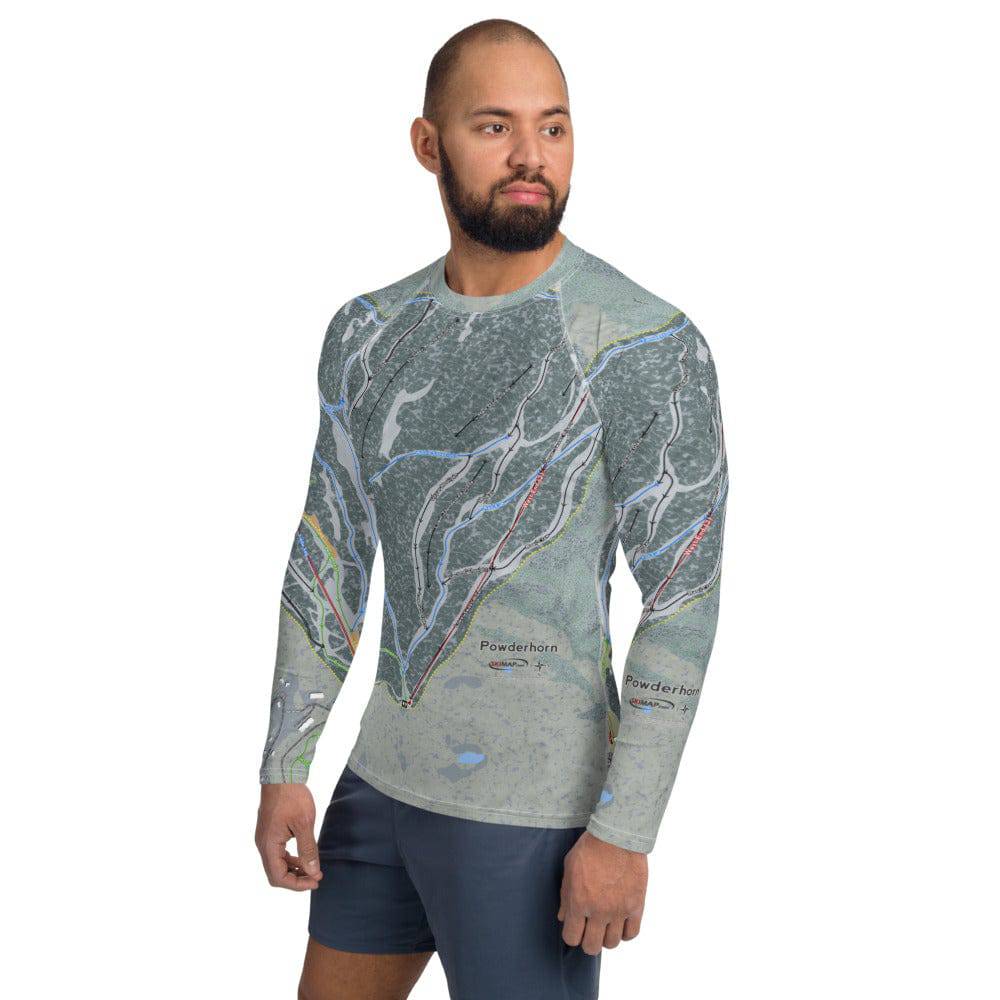 Powderhorn, Colorado Ski Trail Map Men's Base Layer Top - Powderaddicts