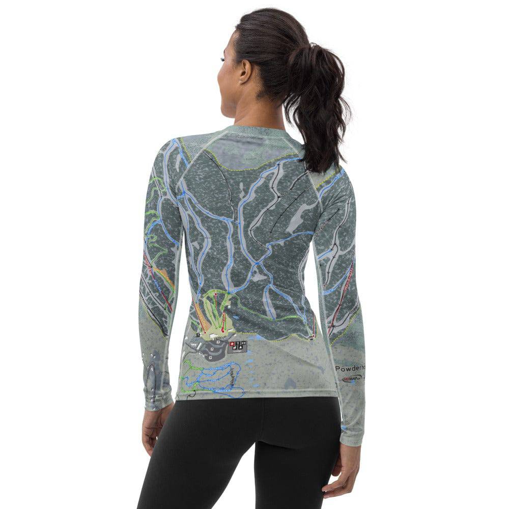 Powderhorn, Colorado Ski Trail Map Women's Base Layer Top - Powderaddicts