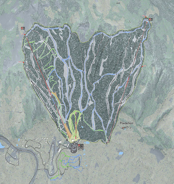Powderhorn Ski Trail Map - Art Print - Powderaddicts