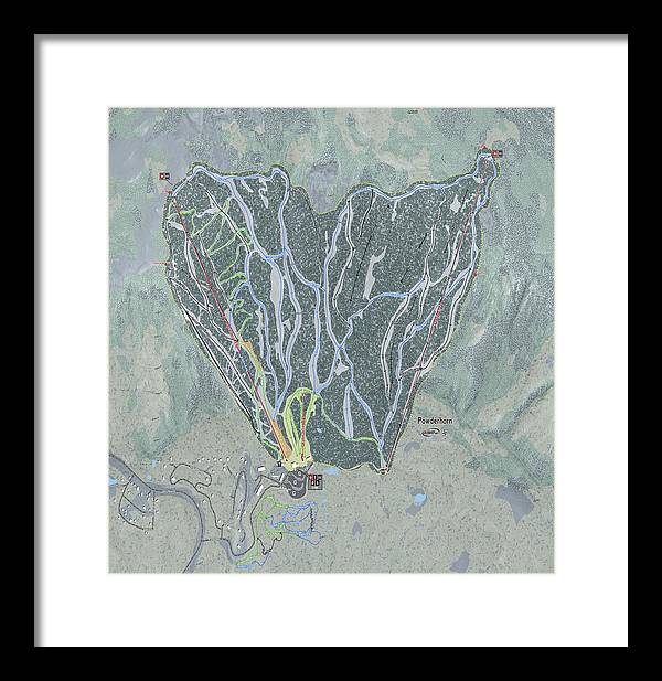 Powderhorn Ski Trail Map - Framed Print - Powderaddicts