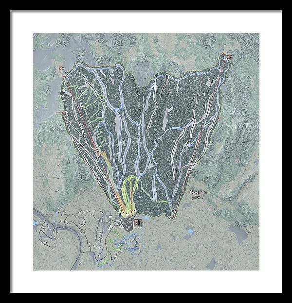 Powderhorn Ski Trail Map - Framed Print - Powderaddicts