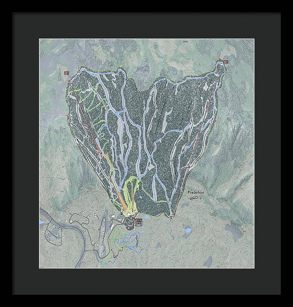 Powderhorn Ski Trail Map - Framed Print - Powderaddicts