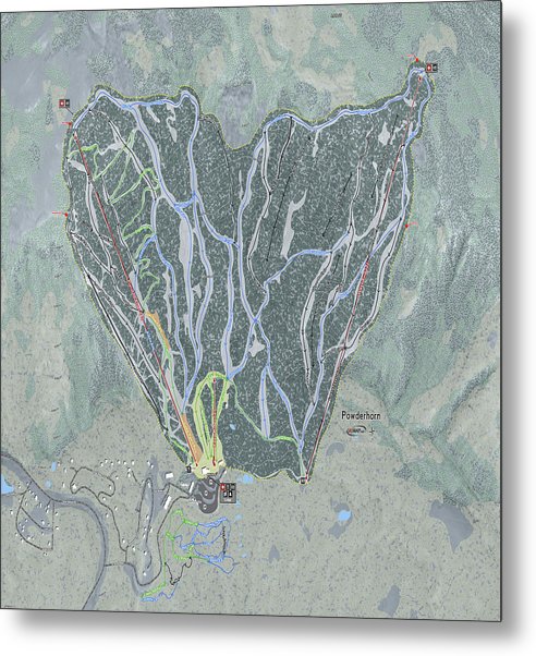 Powderhorn Ski Trail Map - Metal Print - Powderaddicts