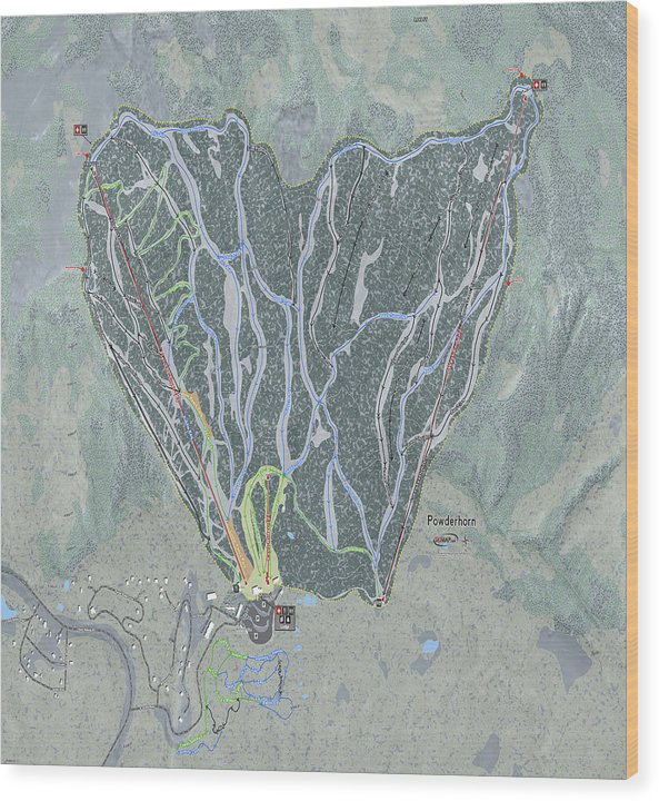 Powderhorn Ski Trail Map - Wood Print - Powderaddicts