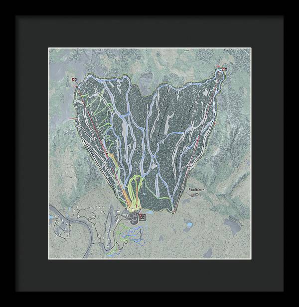 Powderhorn Ski Trail Map - Framed Print - Powderaddicts