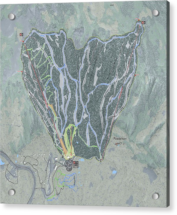 Powderhorn Ski Trail Map - Acrylic Print - Powderaddicts