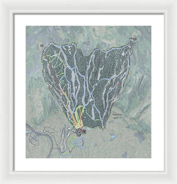 Powderhorn Ski Trail Map - Framed Print - Powderaddicts