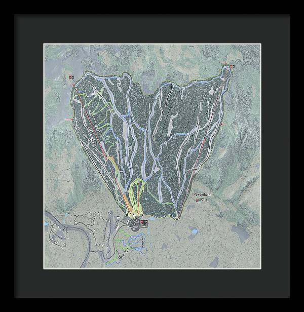 Powderhorn Ski Trail Map - Framed Print - Powderaddicts