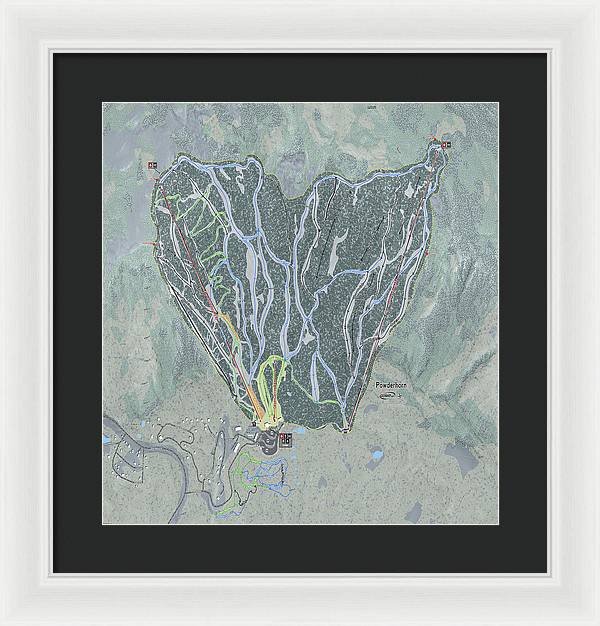 Powderhorn Ski Trail Map - Framed Print - Powderaddicts