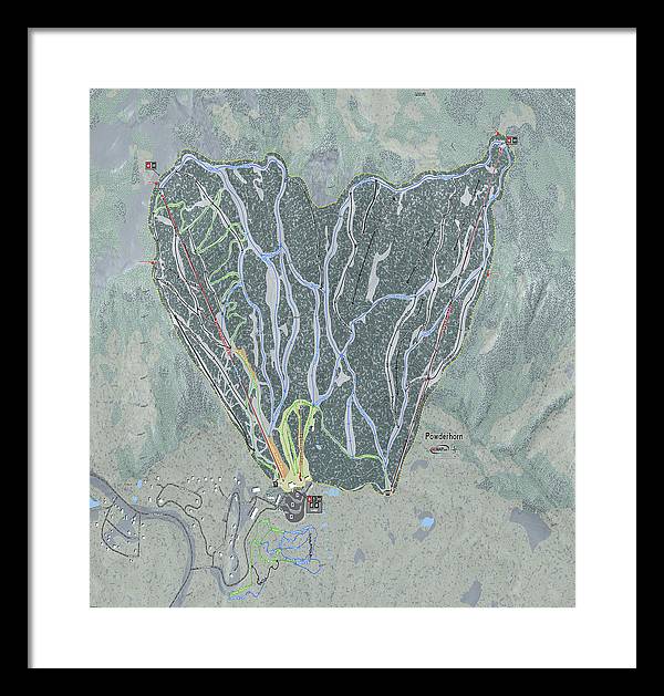Powderhorn Ski Trail Map - Framed Print - Powderaddicts