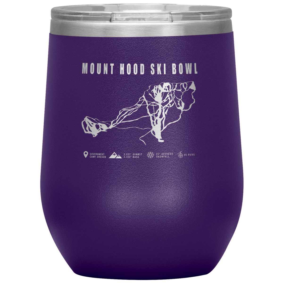 Mount Hood Ski Bowl, Oregon Ski Trail Map Wine 12oz Tumbler - Powderaddicts