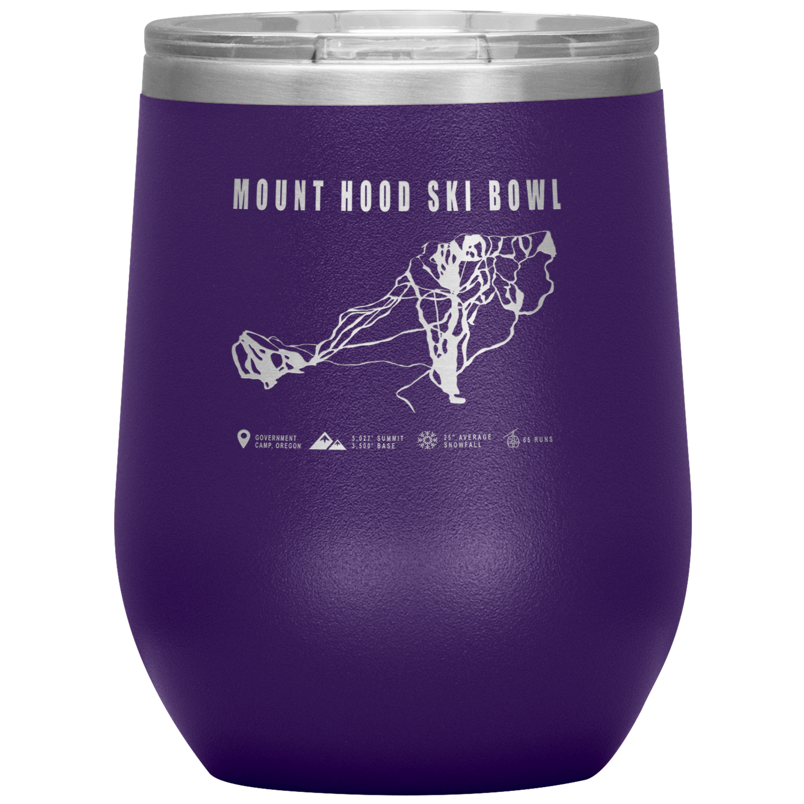 Mount Hood Ski Bowl, Oregon Ski Trail Map Wine 12oz Tumbler - Powderaddicts
