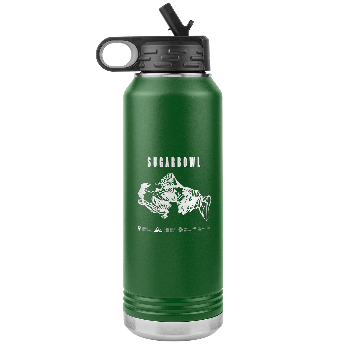 Sugarbowl, California Ski Trail Map 32oz Water Bottle Tumbler - Powderaddicts