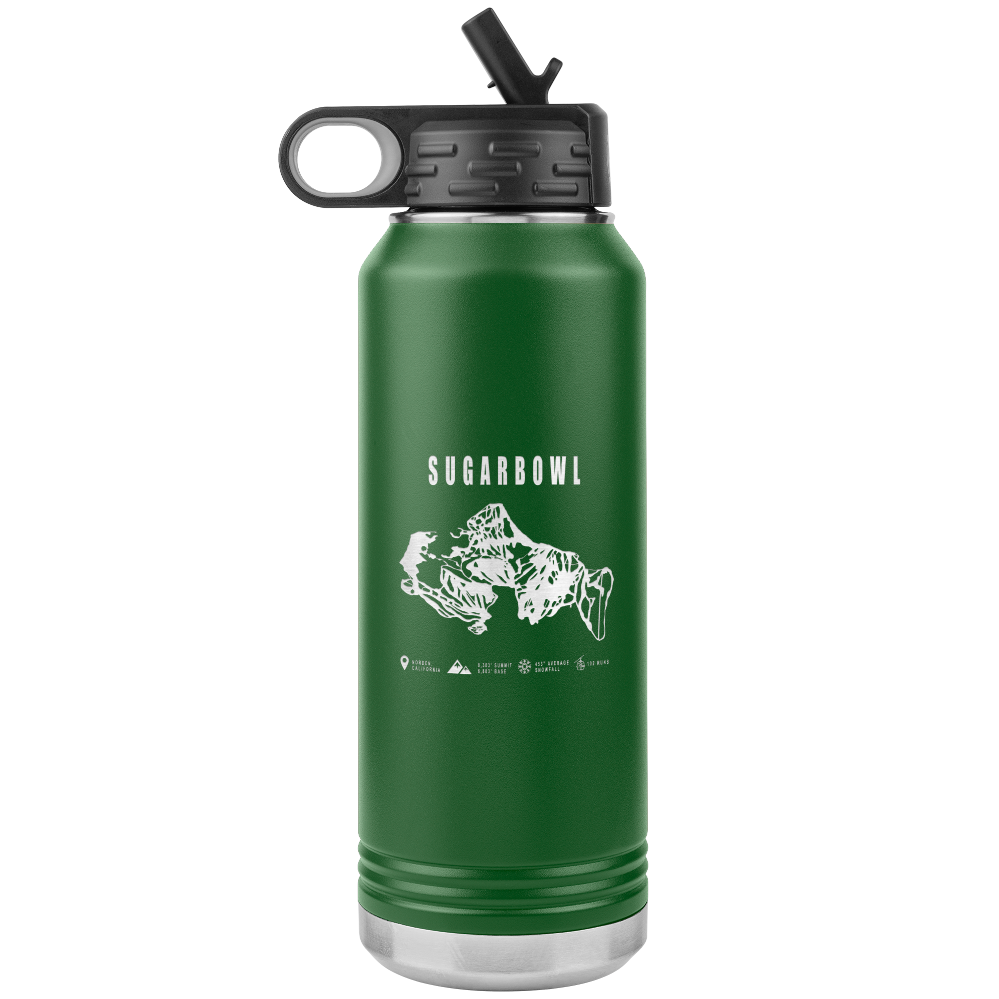 Sugarbowl, California Ski Trail Map 32oz Water Bottle Tumbler - Powderaddicts