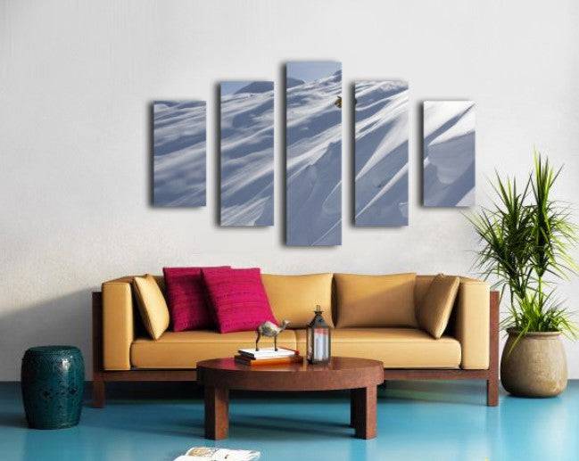 Professional snowboarder, Frederik Kalbermatten, heli boarding in the mountains above Haines - Powderaddicts