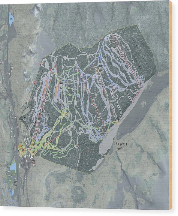 Purgatory Ski Trail Map - Wood Print - Powderaddicts