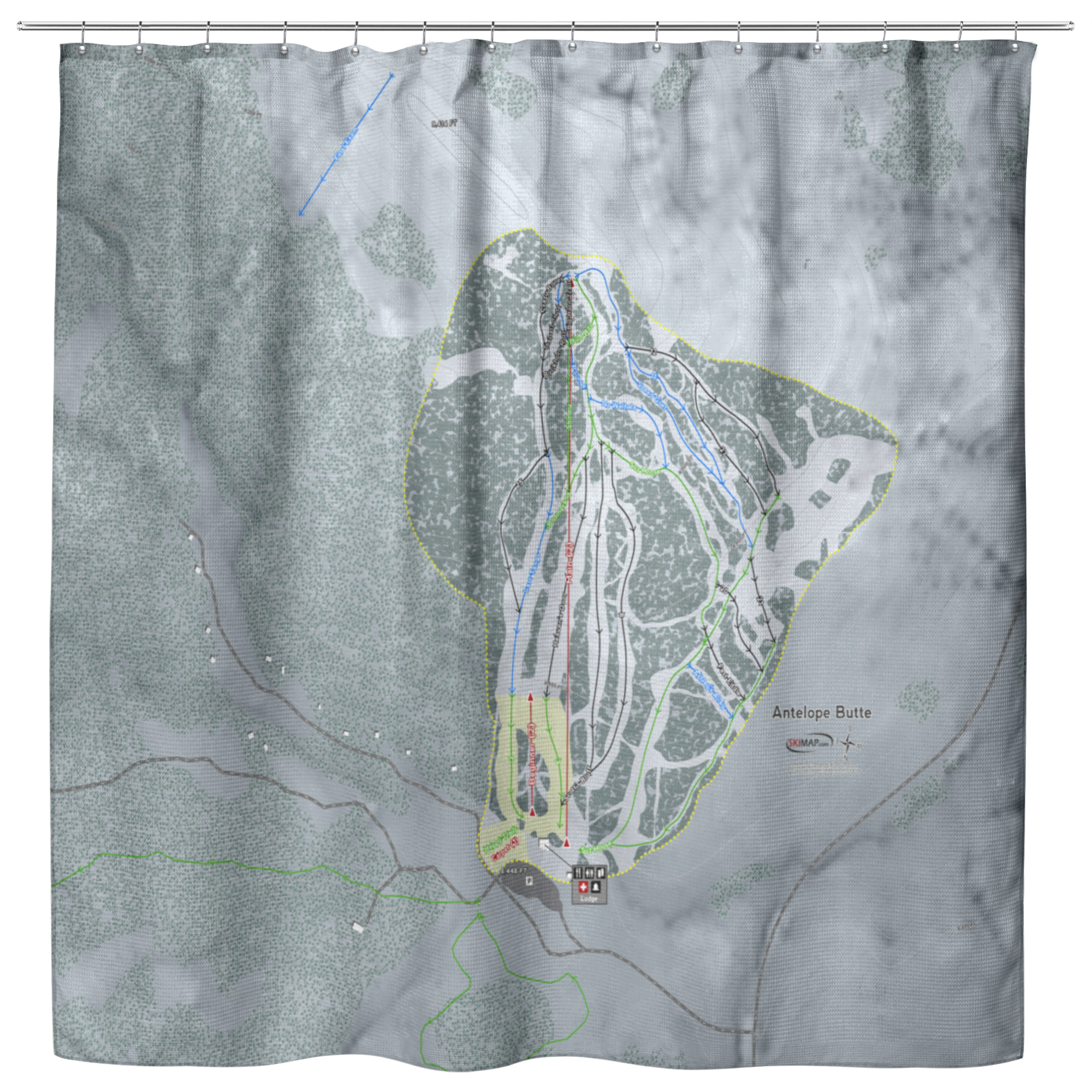 Antelope Butte Ski Trail Map Shower Curtain - Powderaddicts