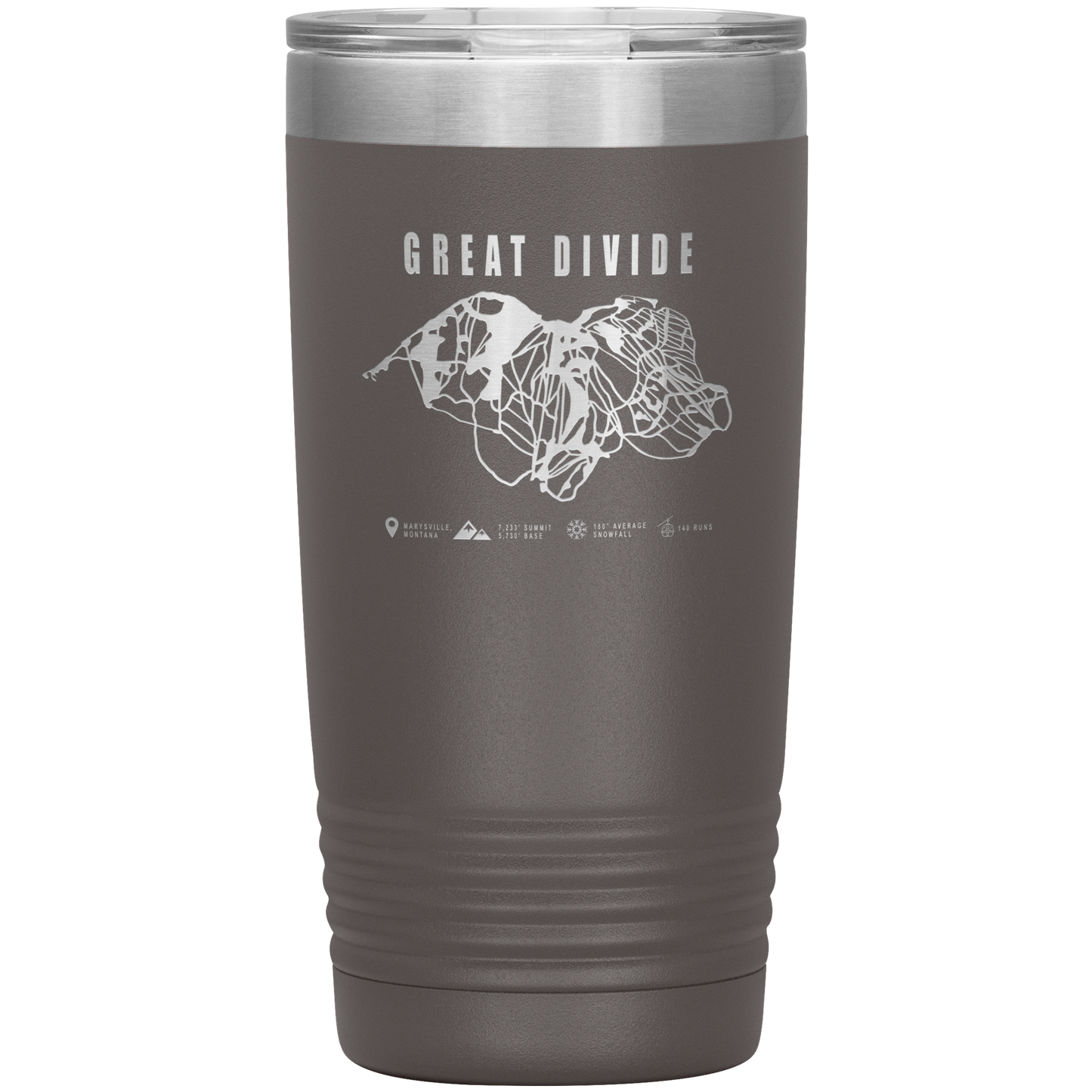 Great Divide Montana Ski Trail Map 20oz Tumbler - Powderaddicts