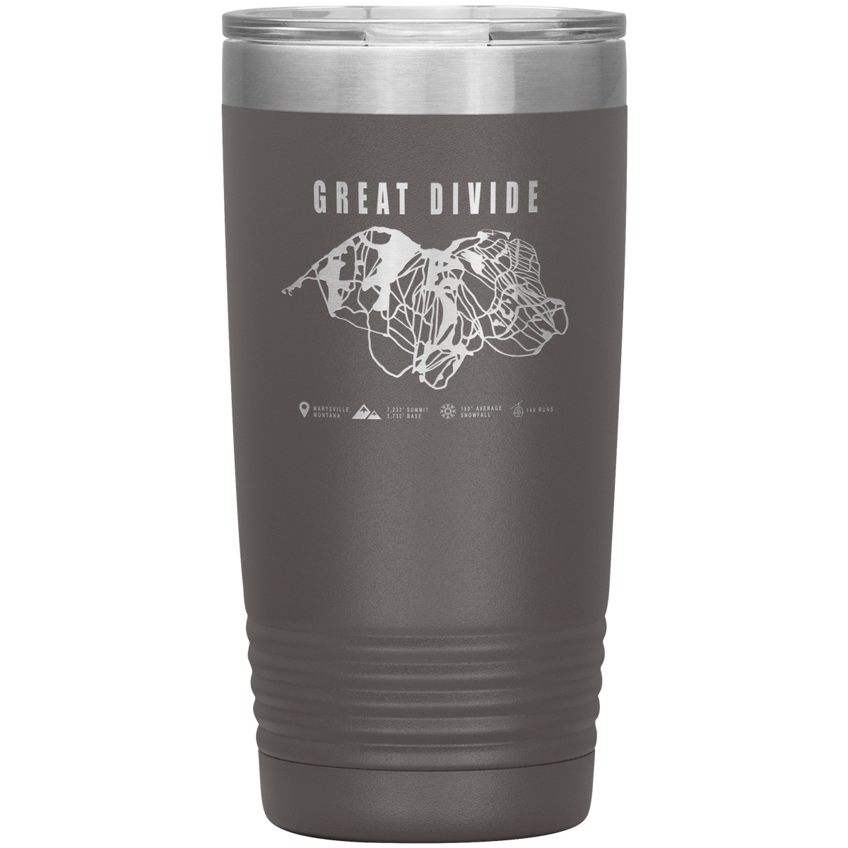 Great Divide Montana Ski Trail Map 20oz Tumbler - Powderaddicts