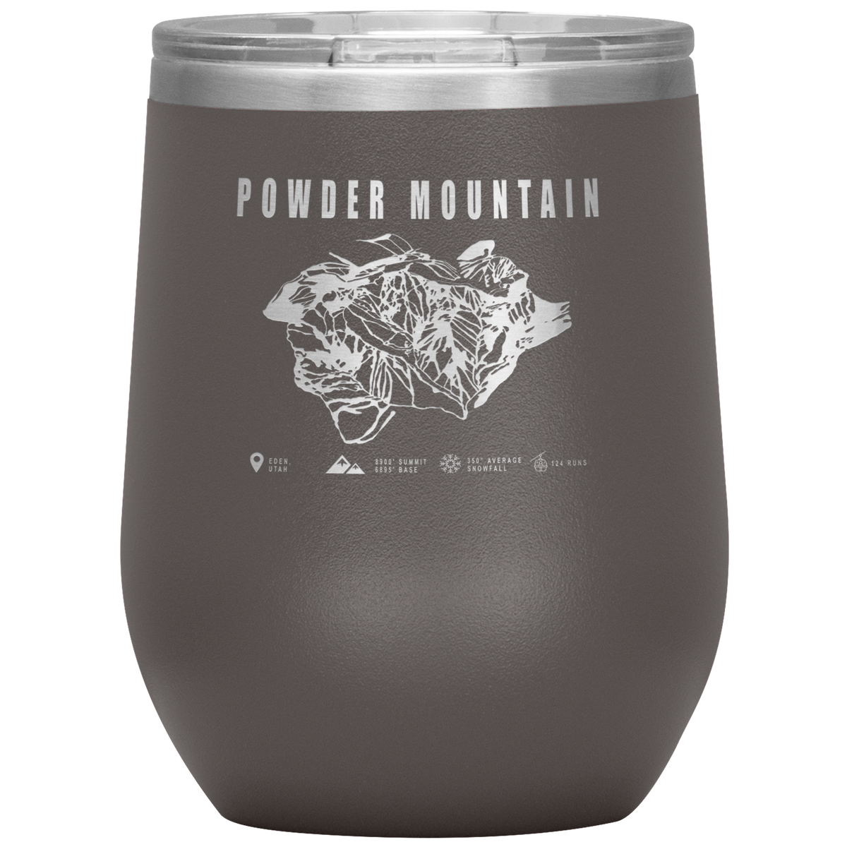 Powder Mountain,Utah Ski Trail Map Wine 12oz Tumbler - Powderaddicts