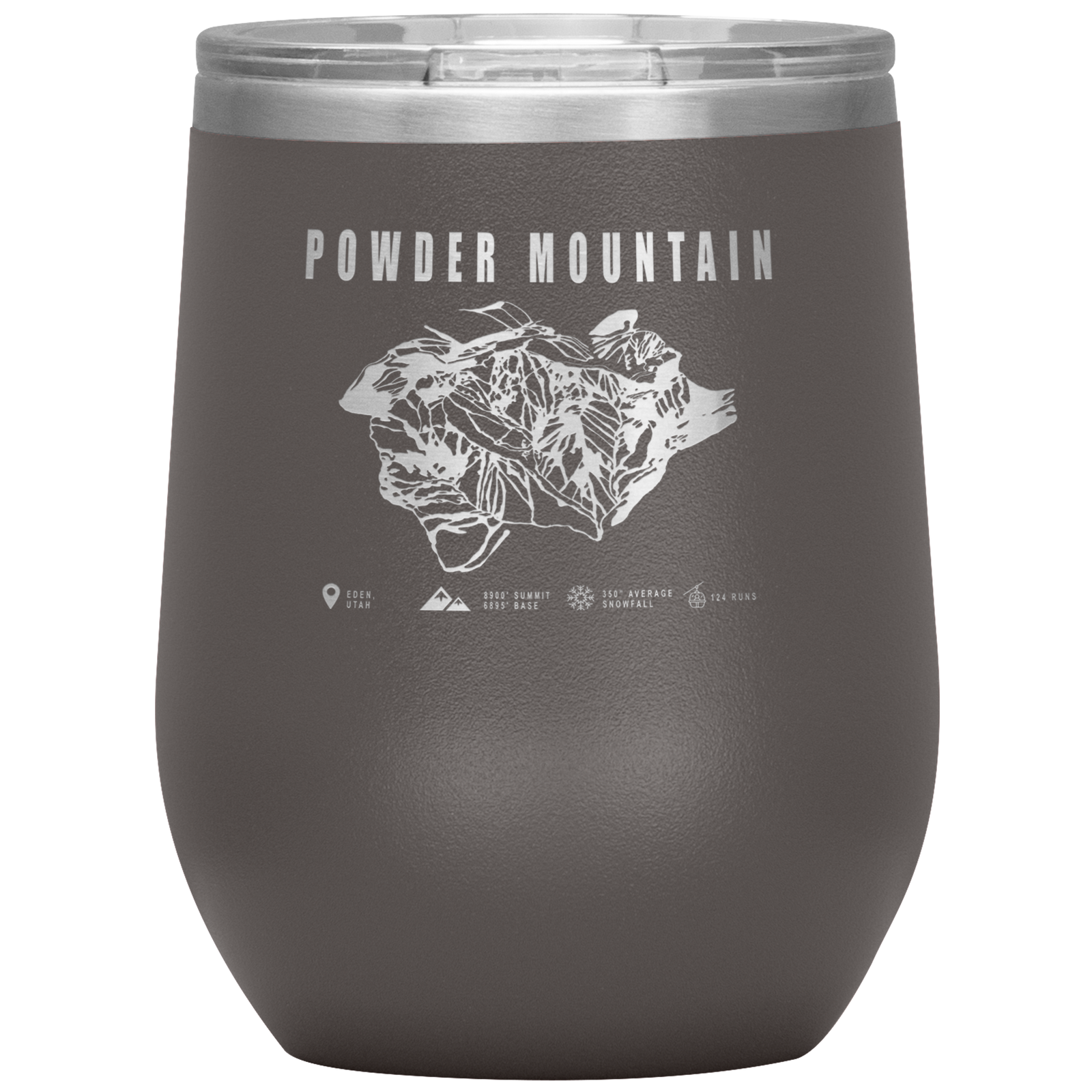 Powder Mountain,Utah Ski Trail Map Wine 12oz Tumbler - Powderaddicts