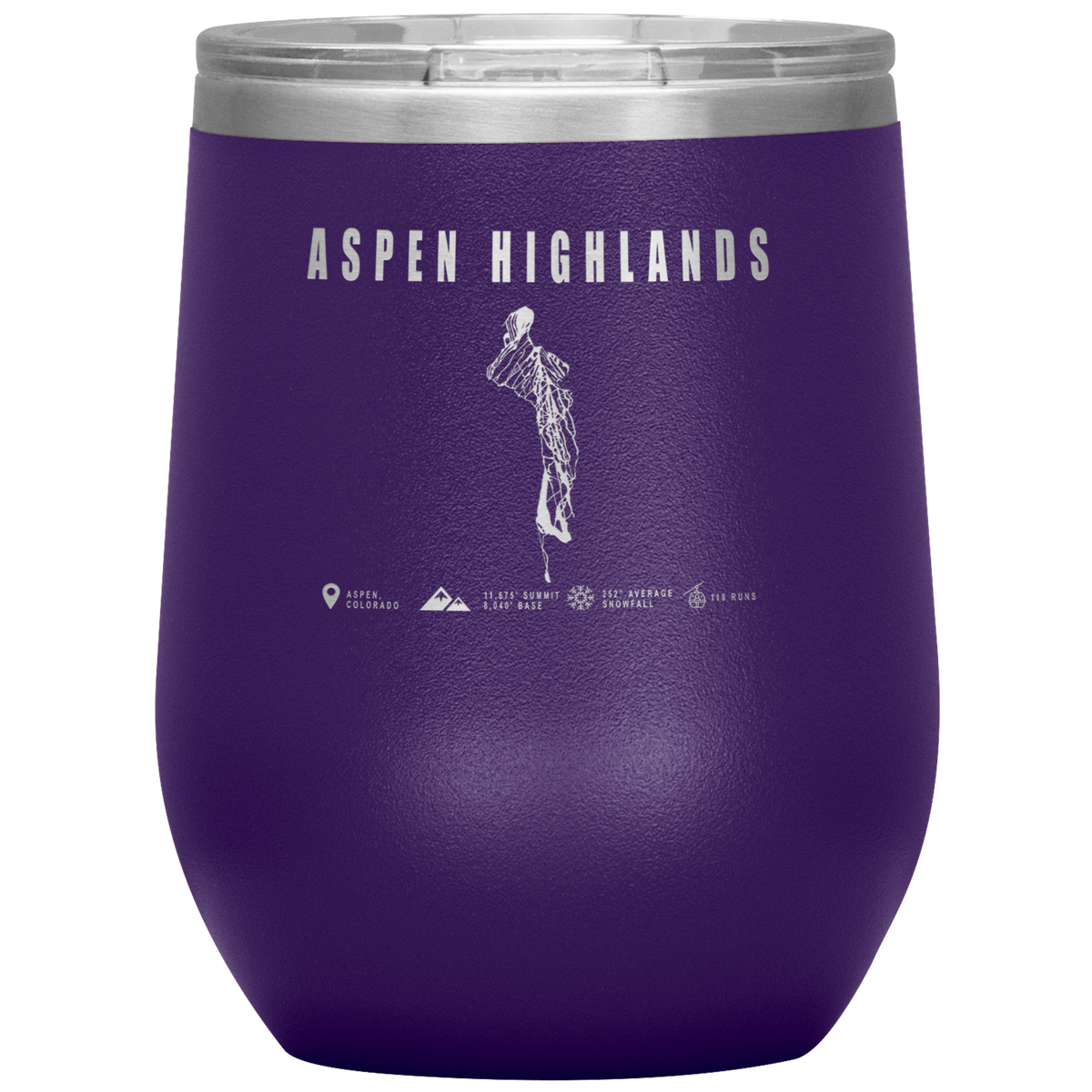 Aspen Highlands,Colorado Ski Resort Wine 12 oz Tumbler - Powderaddicts