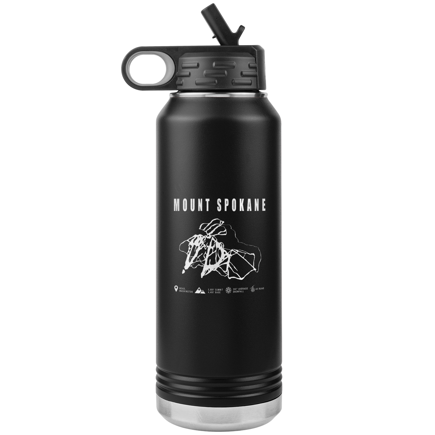 Mount Spokane, Washington Ski Trail Map 32oz Water Bottle Tumbler - Powderaddicts