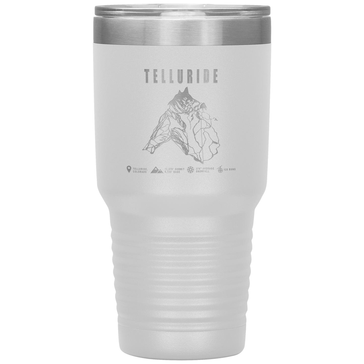 Telluride Colorado Ski Trail Map 30oz Tumbler - Powderaddicts