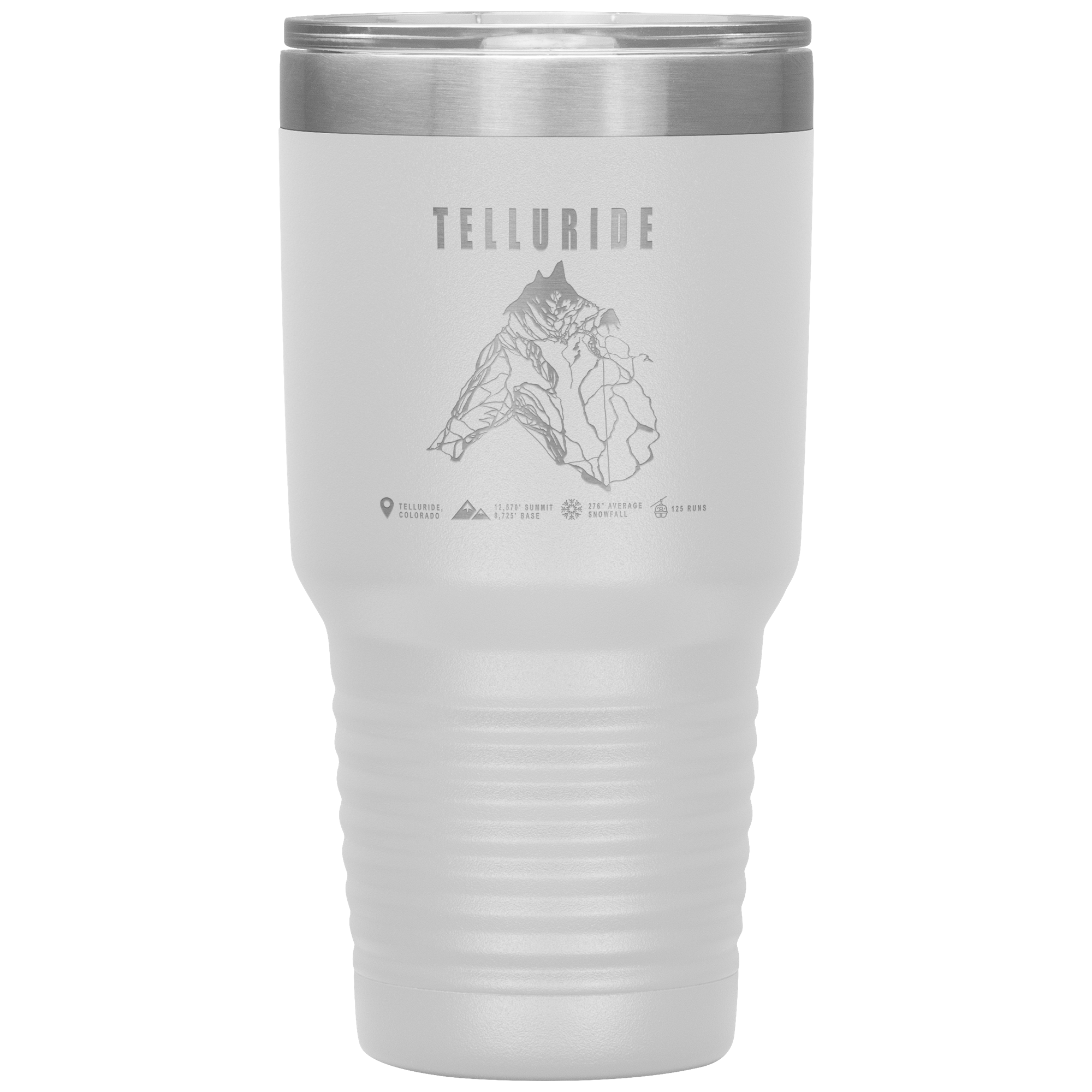 Telluride Colorado Ski Trail Map 30oz Tumbler - Powderaddicts