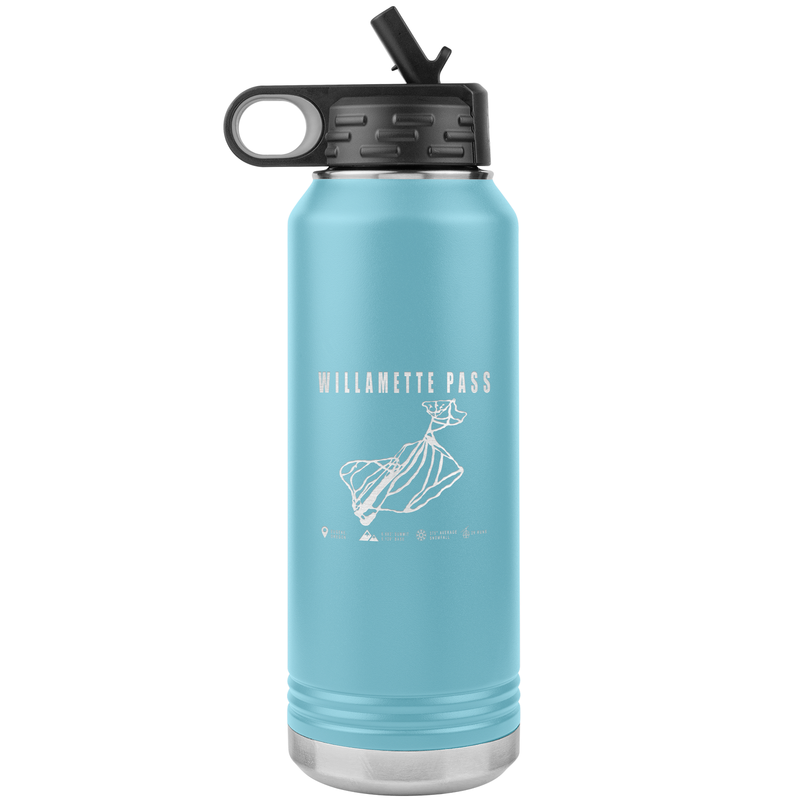 Willamette Pass, Oregon Ski Trail Map 32oz Water Bottle Tumbler - Powderaddicts