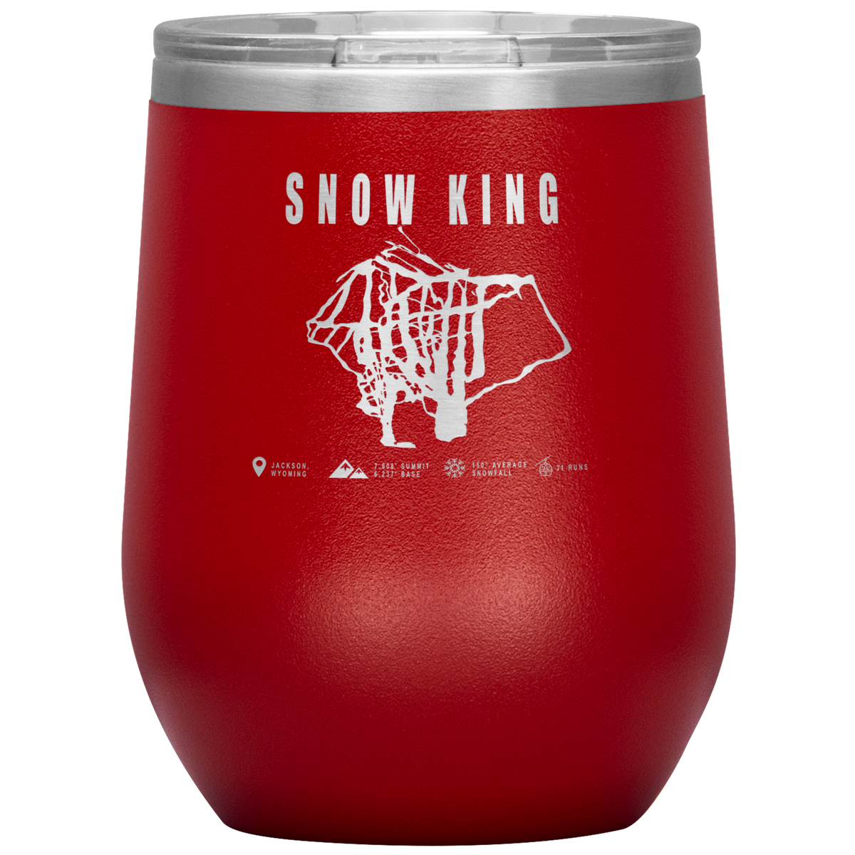 Snow King Wyoming Ski Trail Map Wine 12oz Tumbler - Powderaddicts