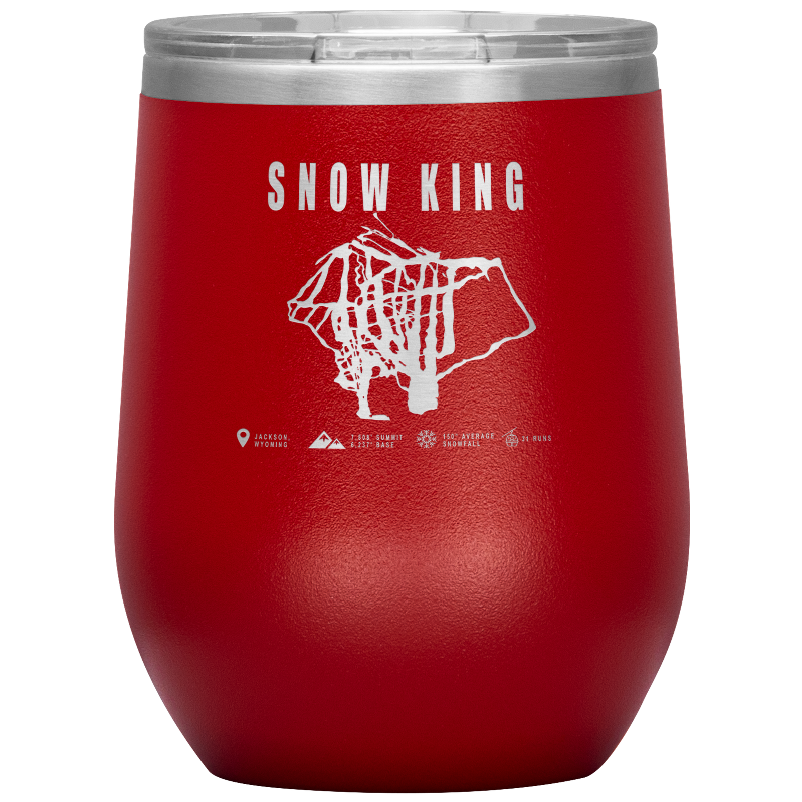 Snow King Wyoming Ski Trail Map Wine 12oz Tumbler - Powderaddicts