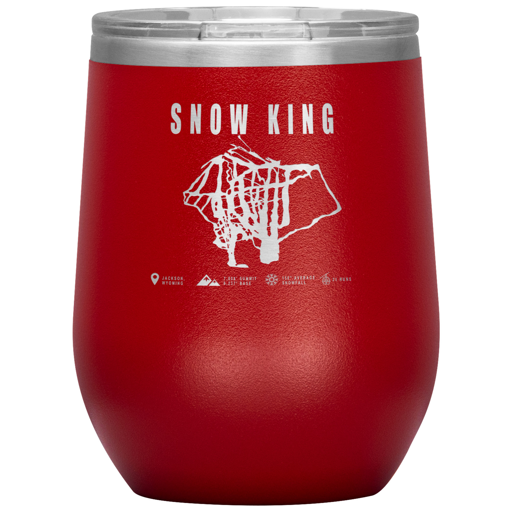 Snow King Wyoming Ski Trail Map Wine 12oz Tumbler - Powderaddicts