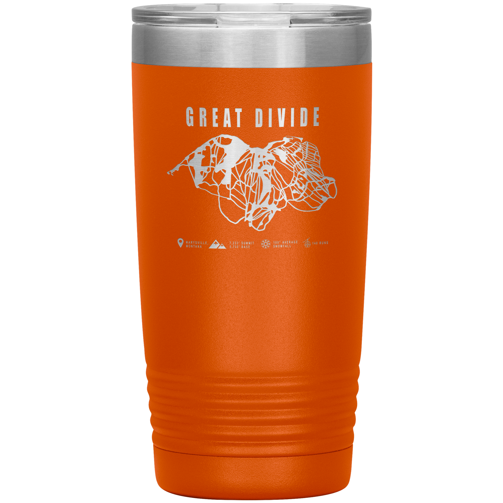 Great Divide Montana Ski Trail Map 20oz Tumbler - Powderaddicts