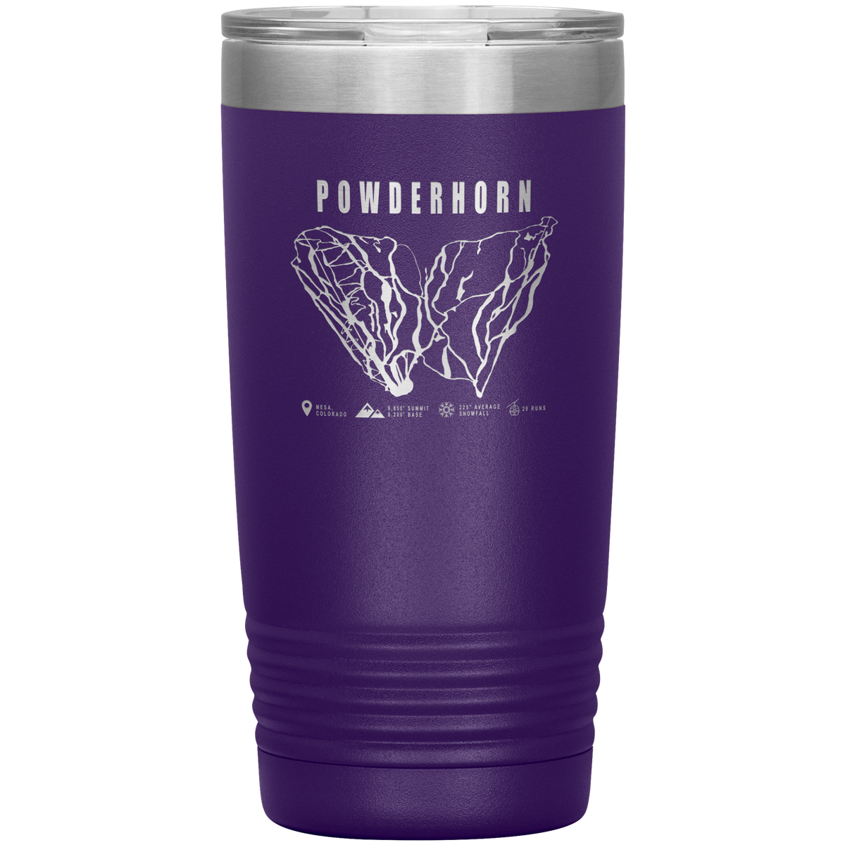 Powderhorn Colorado Ski Trail Map 20oz Tumbler - Powderaddicts