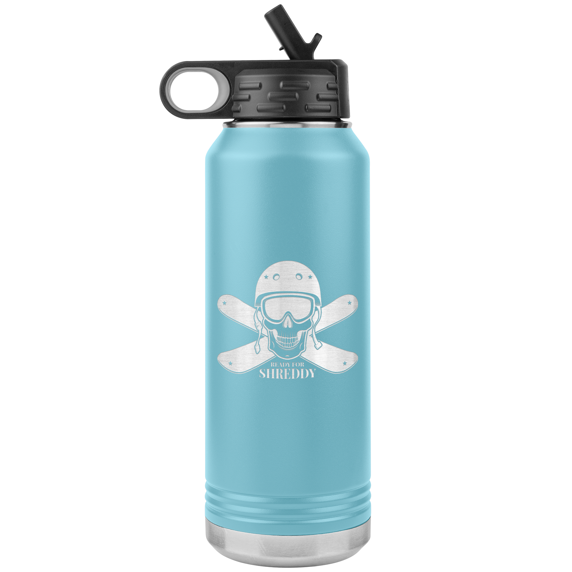 Ready For Shreddy Skeleton Skis 32oz Water Bottle Tumbler - Powderaddicts