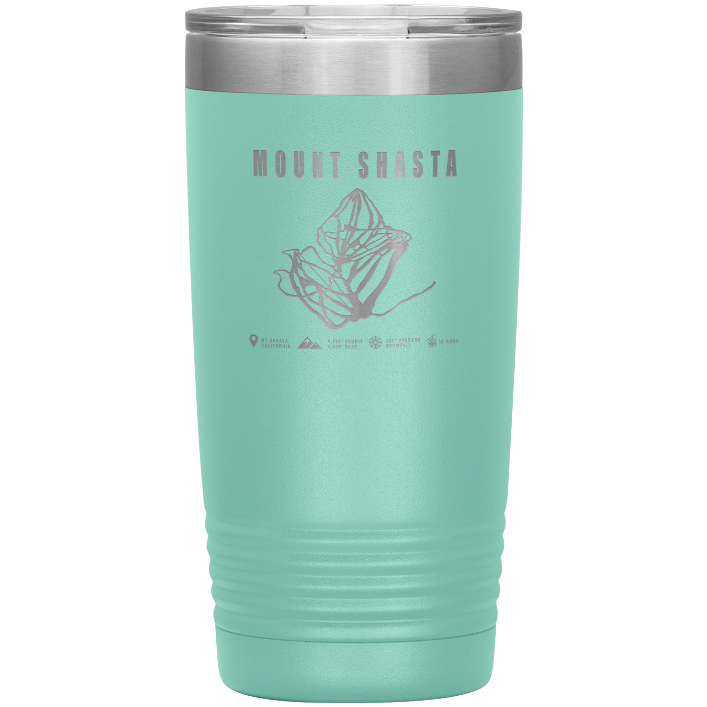 Mount Shasta, California Ski Trail Map 20oz Tumbler - Powderaddicts