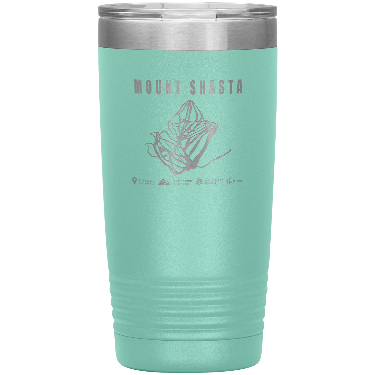 Mount Shasta, California Ski Trail Map 20oz Tumbler - Powderaddicts