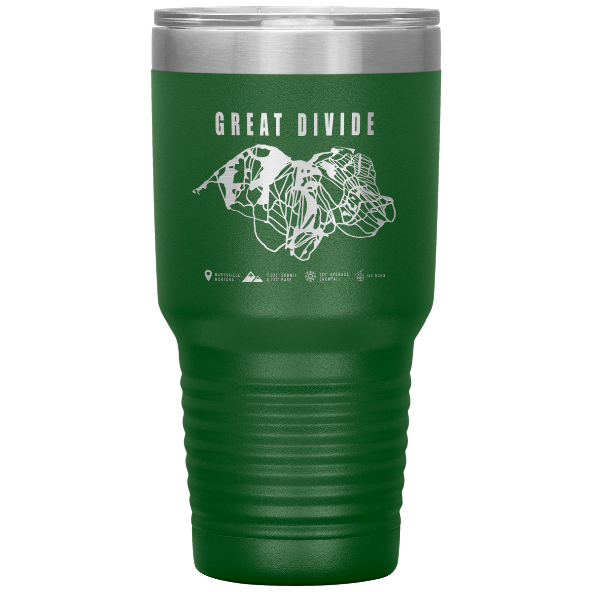 Great Divide Montana Ski Trail Map 30oz Tumbler - Powderaddicts
